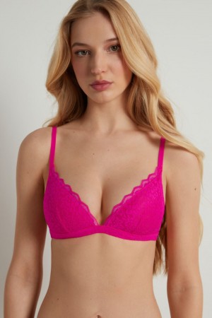 Dámské Podprsenky Tezenis Positano Krajkové Polstrovaný Triangle Růžové Fuchsie | CZ-JO5764810