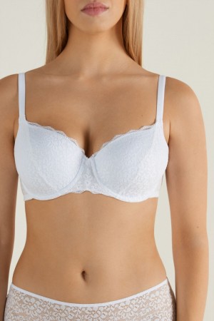 Dámské Podprsenky Tezenis Prague Full Cover Recycled Krajkové Balconette Bílé | CZ-LT8597624