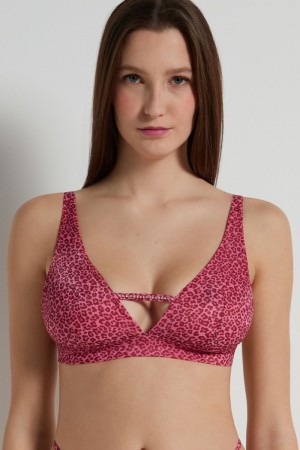 Dámské Podprsenky Tezenis Pretty Leopard Triangle Růžové Leopard | CZ-WK9457261