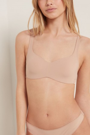 Dámské Podprsenky Tezenis Recycled Microfiber Paris Print Balconette Béžový Béžový Růžové | CZ-ZV1504972