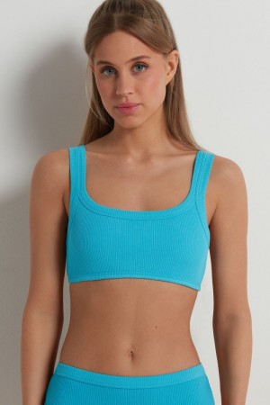 Dámské Podprsenky Tezenis Spring Rib Bavlněné Top Světle Blankyt | CZ-AK1604952