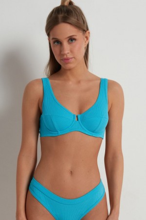 Dámské Podprsenky Tezenis Spring Rib Paris Bavlněné Balconette Světle Blankyt | CZ-TA6937021