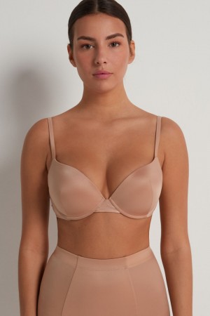 Dámské Podprsenky Tezenis Ultralight Shaping Push-Up Béžový Béžový Růžové | CZ-EW6840195