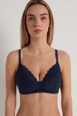 Dámské Podprsenky Tezenis Warsaw Lightly Polstrovaný Krajkové Triangle Blankyt | CZ-GM9278460