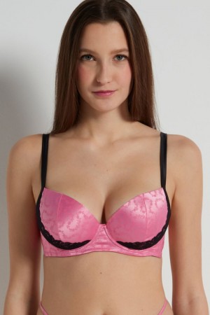 Dámské Podprsenky Tezenis Wien Love Bouquet Lightly Polstrovaný Balconette Černé Světle Růžové | CZ-FM5390187