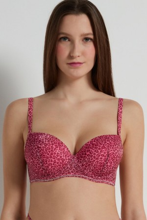Dámské Podprsenky Tezenis Wien Pretty Leopard Lightly Polstrovaný Balconette Růžové Leopard | CZ-RB0536724