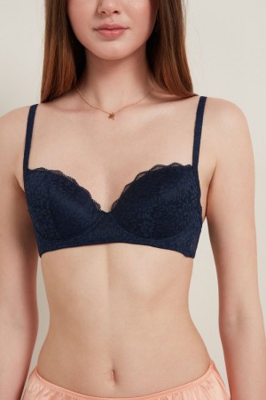 Dámské Podprsenky Tezenis Wien Recycled Krajkové Lightly Polstrovaný Balconette Blankyt | CZ-UJ5084172