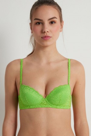 Dámské Podprsenky Tezenis Wien Recycled Krajkové Lightly Polstrovaný Balconette Zelene | CZ-KQ7386940