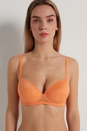 Dámské Podprsenky Tezenis Wien Recycled Krajkové Lightly Polstrovaný Balconette Oranžové | CZ-JP0461857