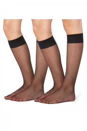 Dámské Ponožky Tezenis 2 X 20 Den Appearance Sheer Knee-Highs Černé | CZ-KP3912748