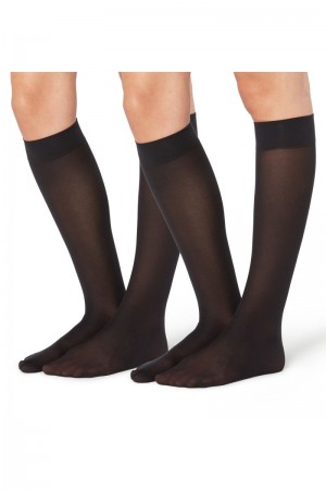 Dámské Ponožky Tezenis 2 X 50 Den Microfiber Knee-Highs Černé | CZ-CS9576384