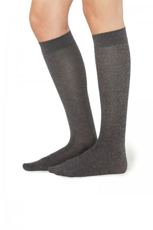 Dámské Ponožky Tezenis 2 X 50 Den Microfiber Knee-Highs Šedé | CZ-FT4128706
