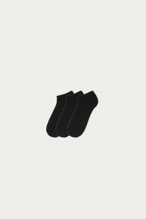Dámské Ponožky Tezenis 3 x Invisible sport in cotton Černé | CZ-MF9572460