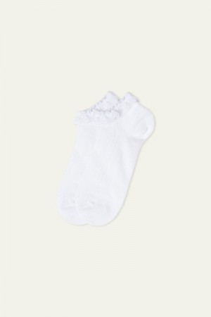 Dámské Ponožky Tezenis Appliquéd Patterned Bavlněné No-Show Bílé | CZ-VS9851267