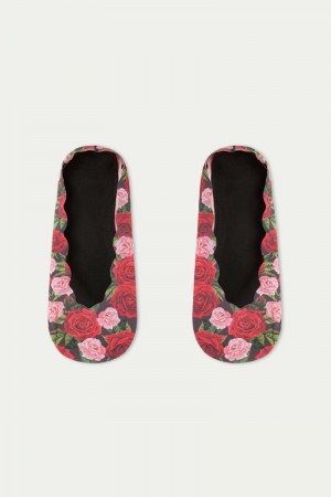 Dámské Ponožky Tezenis Fancy Bavlněné Shoe Liners Černé Růžové | CZ-EX3908721