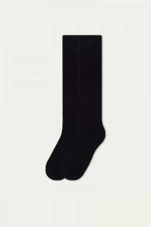 Dámské Ponožky Tezenis Long Thermal Bavlněné Černé | CZ-FC5401287