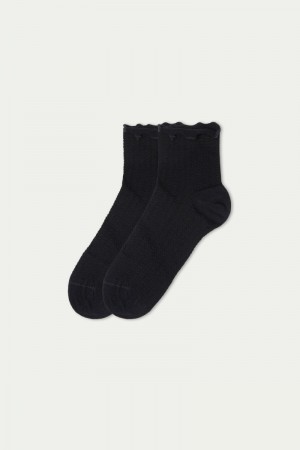 Dámské Ponožky Tezenis Patterned Bavlněné Crew Černé Blankyt | CZ-ZW5168490