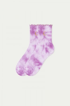 Dámské Ponožky Tezenis Patterned Bavlněné Crew Fialové | CZ-EJ4957821