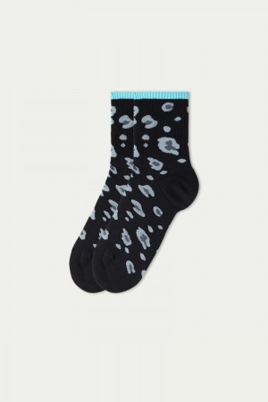 Dámské Ponožky Tezenis Patterned Bavlněné Sports Crew Černé | CZ-VQ6801539