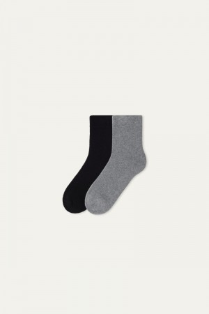 Dámské Ponožky Tezenis Thermal Bavlněné Ankle Černé Šedé | CZ-DG3206815