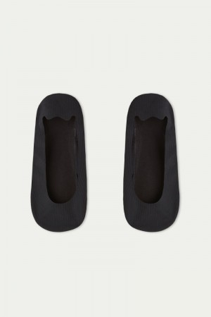 Dámské Ponožky Tezenis Žebrovaný Bavlněné Shoe Liners Černé | CZ-DS7825409
