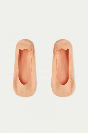 Dámské Ponožky Tezenis Žebrovaný Bavlněné Shoe Liners Béžový | CZ-OV0951346