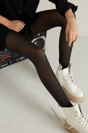 Dámské Punčochové Kalhoty Tezenis 2 X 50 Den Opaque Microfiber Černé | CZ-KF4170523