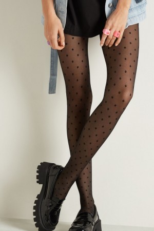 Dámské Punčochové Kalhoty Tezenis 40-Denier Print Černé | CZ-QF2973864