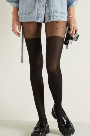 Dámské Punčochové Kalhoty Tezenis Over-The-Knee Černé | CZ-AE7092841