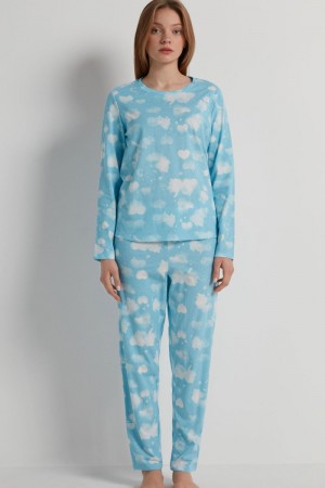 Dámské Pyžama Tezenis Full Length Bavlněné Cloud Print Blankyt | CZ-IY8149623