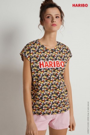 Dámské Pyžama Tezenis Haribo Licorice Krátké Bavlněné Růžové | CZ-AL9641730