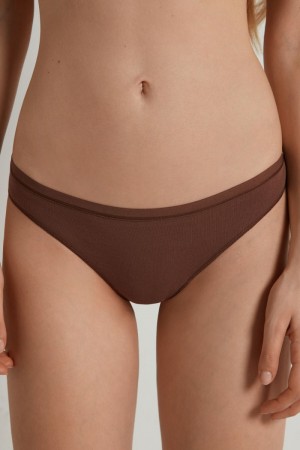 Dámské Slipy Tezenis Bavlněné Cheeky Hnědé | CZ-XE8037192