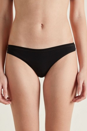 Dámské Slipy Tezenis Bavlněné Cheeky Černé | CZ-IW7415260