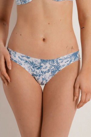 Dámské Slipy Tezenis Raw Edge Printedzilian Brief Světle Blankyt | CZ-GL5124908