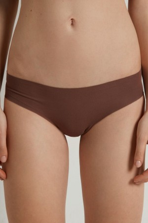 Dámské Slipy Tezenis Seamless Bavlněné Hnědé | CZ-HT4903712