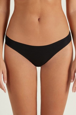 Dámské Slipy Tezenis Seamless Cheeky in Bavlněné Černé | CZ-TI5097486