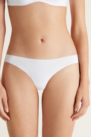 Dámské Slipy Tezenis Seamless Cheeky in Bavlněné Bílé | CZ-HV9520638