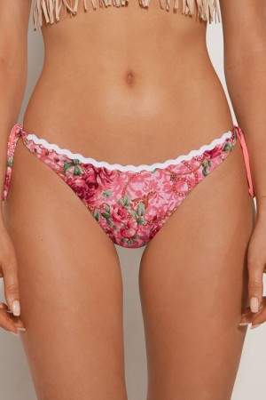 Dámské Spodní Díl Bikin Tezenis Boho Chic Side-Tie Růžové | CZ-IJ6743289