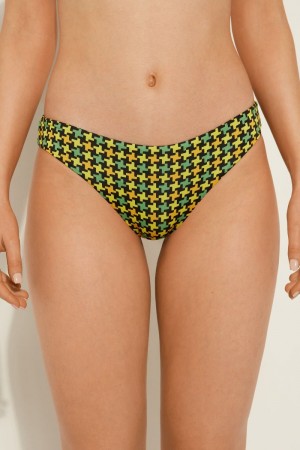 Dámské Spodní Díl Bikin Tezenis Classic Houndstooth Černé | CZ-CQ2845739