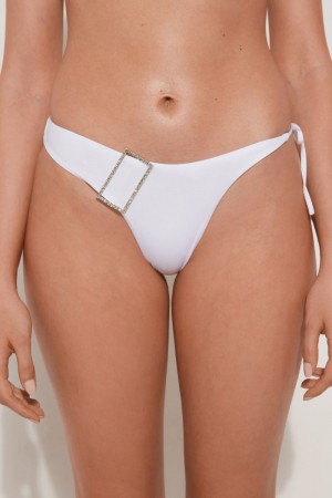 Dámské Spodní Díl Bikin Tezenis Crystal Přezkou String Brazilian Bílé | CZ-VX5871643