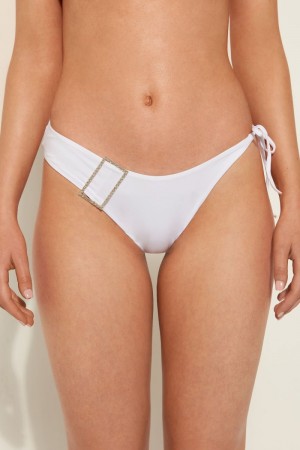 Dámské Spodní Díl Bikin Tezenis Crystal Přezkou String Bílé | CZ-JS8519206