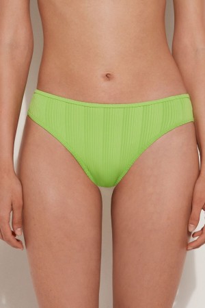 Dámské Spodní Díl Bikin Tezenis Green Žebrovaný Recycled Microfiber Classic Zelene | CZ-RB4397256
