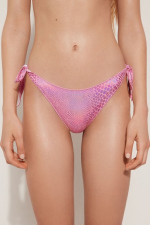Dámské Spodní Díl Bikin Tezenis Lovely Snake String Růžové Růžové Hadí Kůže | CZ-GI0754836