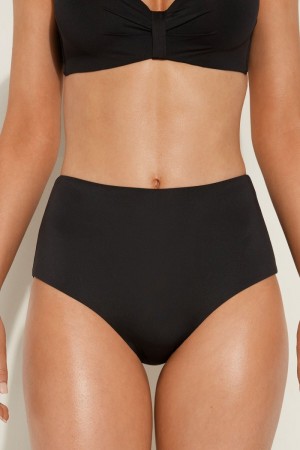 Dámské Spodní Díl Bikin Tezenis Recycled Microfiber High Pasem Černé | CZ-JH2659830