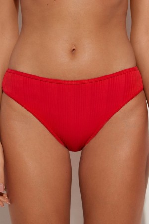 Dámské Spodní Díl Bikin Tezenis Red Žebrovaný Recycled Microfiber Classic Červené | CZ-YF4301968