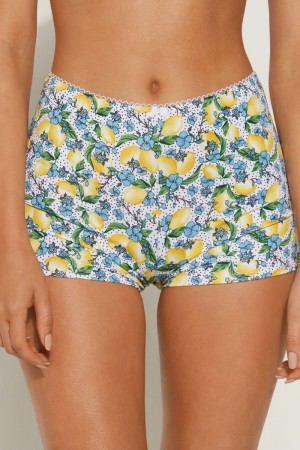 Dámské Spodní Díl Bikin Tezenis Romantic Costiera Boyshort Citrón | CZ-VI9367802