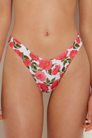 Dámské Spodní Díl Bikin Tezenis Romantic Roses High-Cut Brazilian Růžové | CZ-HG7648950