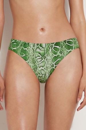 Dámské Spodní Díl Bikin Tezenis Tropical Snake Classic Zelene Hadí Kůže | CZ-IL8534796