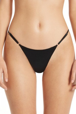Dámské Spodní Prádlo Tezenis High-Cut Tanga with Adjustable Sides Černé | CZ-SV0871465