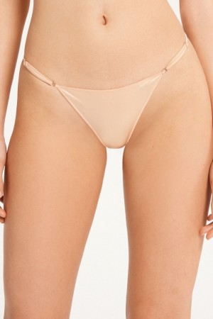 Dámské Spodní Prádlo Tezenis High-Cut Tanga with Adjustable Sides Béžový Růžové | CZ-DN0186973